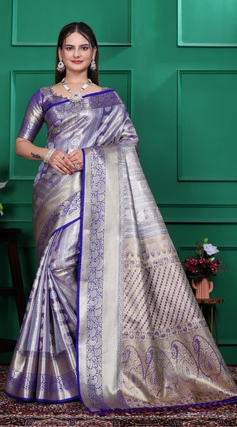Dharmavaram Five Blue Banarasi Saree
