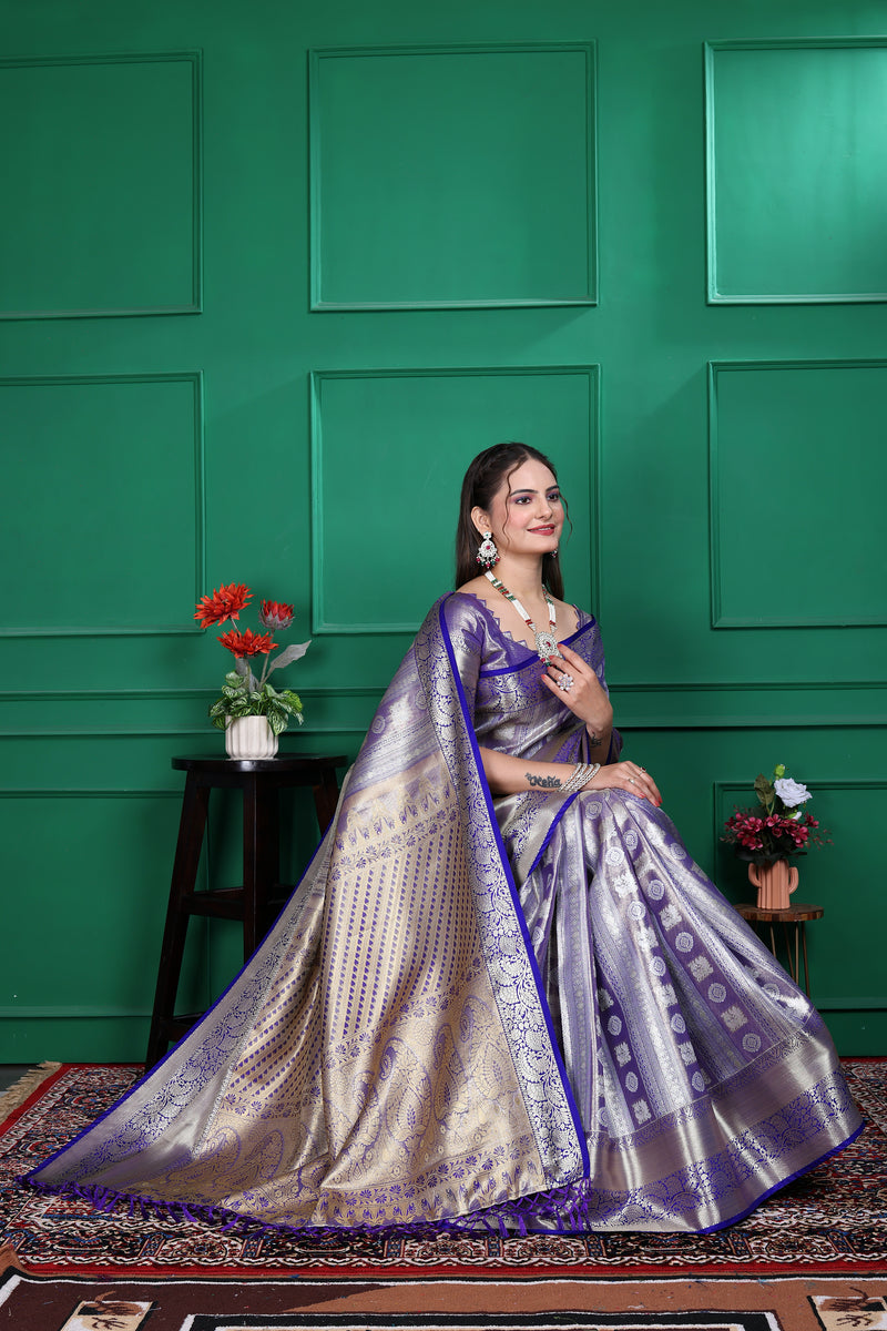 Dharmavaram Five Blue Banarasi Saree