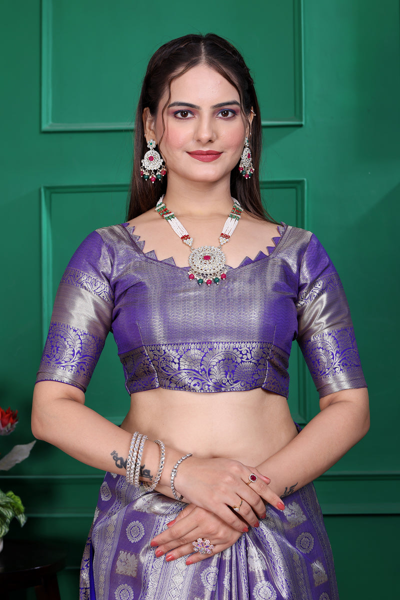 Dharmavaram Five Blue Banarasi Saree