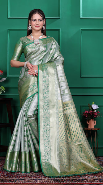 Dharmavaram Five Green Banarasi Saree