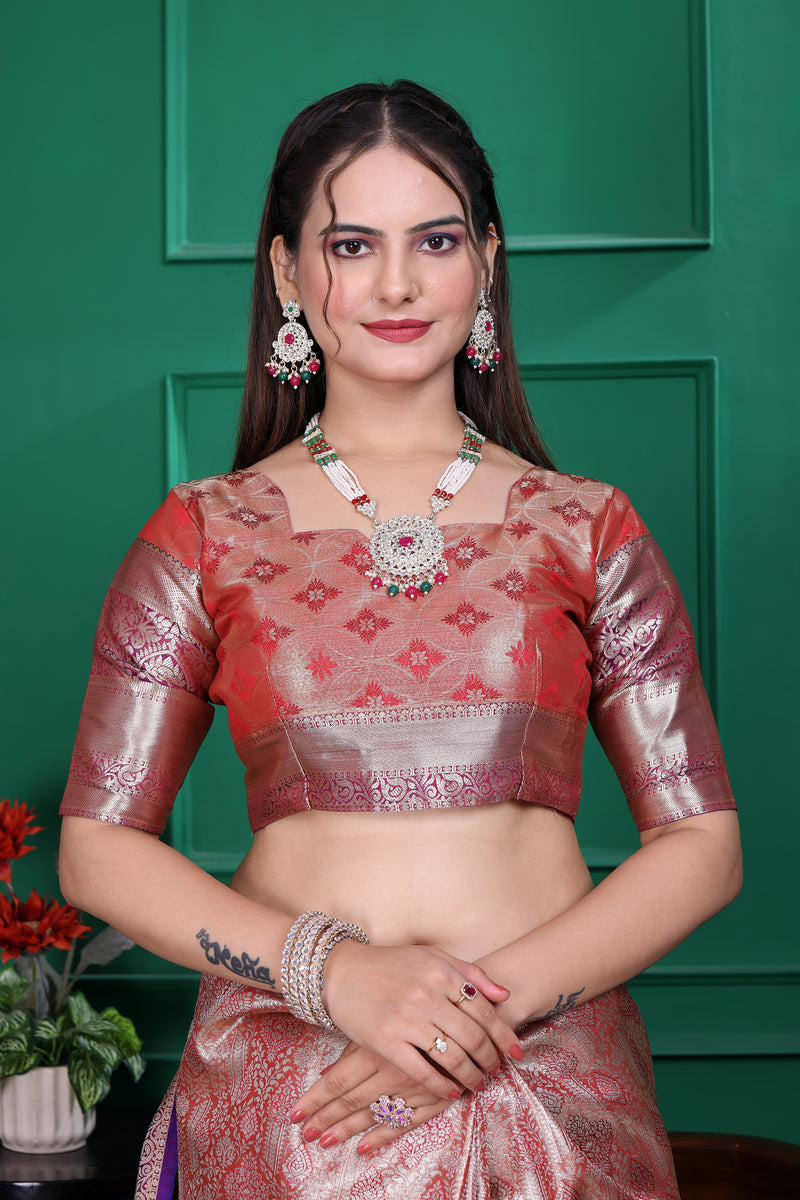 Dharmavaram Seven orange Banarasi Saree
