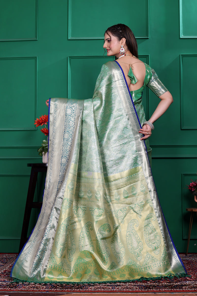 Dharmavaram Seven Green Banarasi Saree