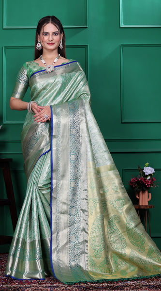 Dharmavaram Seven Green Banarasi Saree