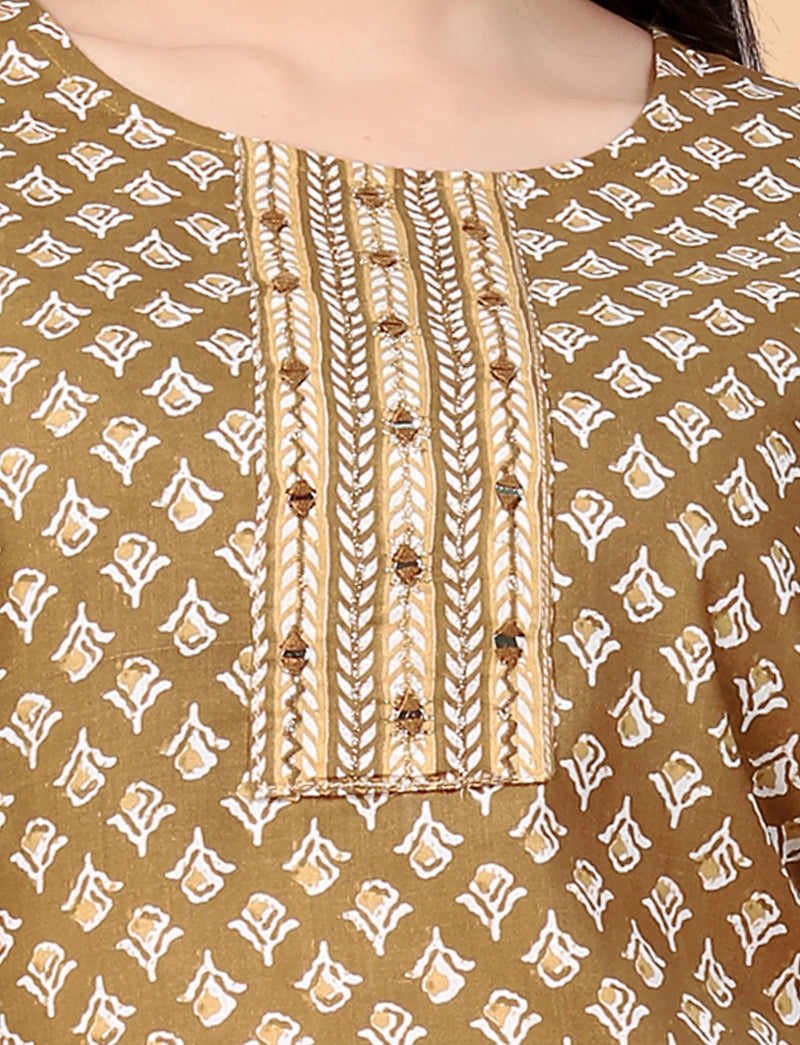 Pure Cotton Brown Kurta Set