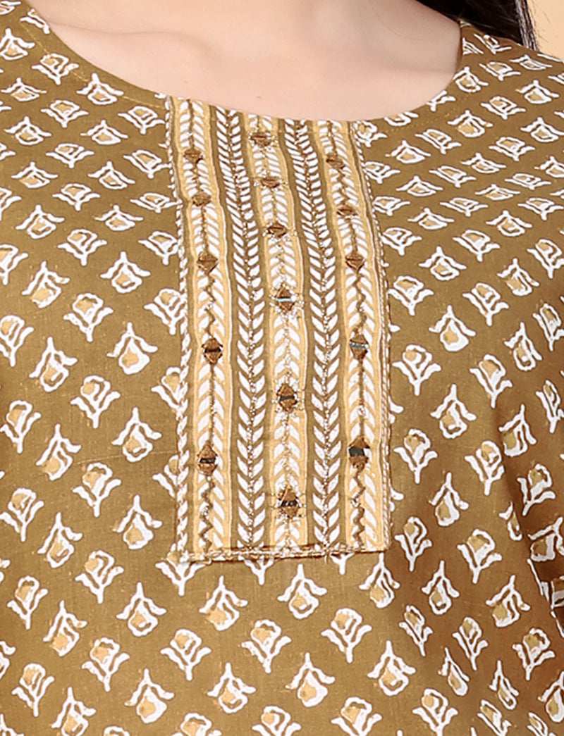 Pure Cotton Brown Kurta Set