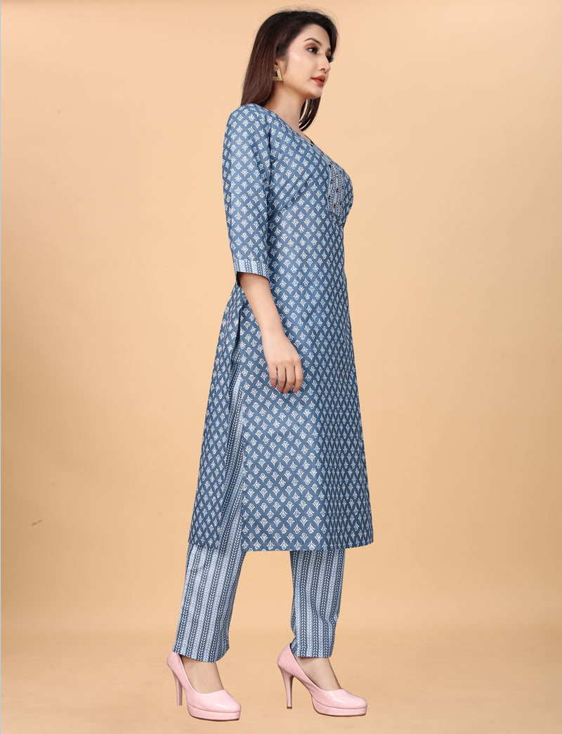 Pure Cotton Blue Kurta Set