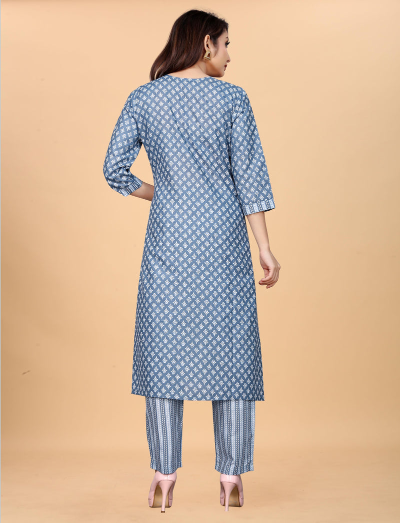 Pure Cotton Blue Kurta Set