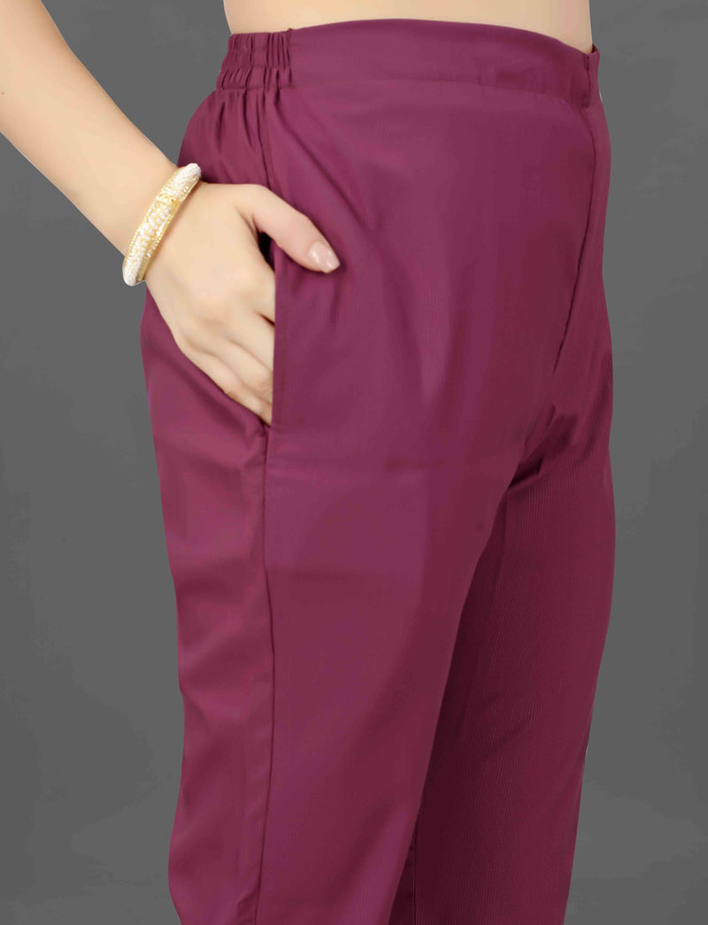 Cotton Blend Purple Kurta Set with Dupatta