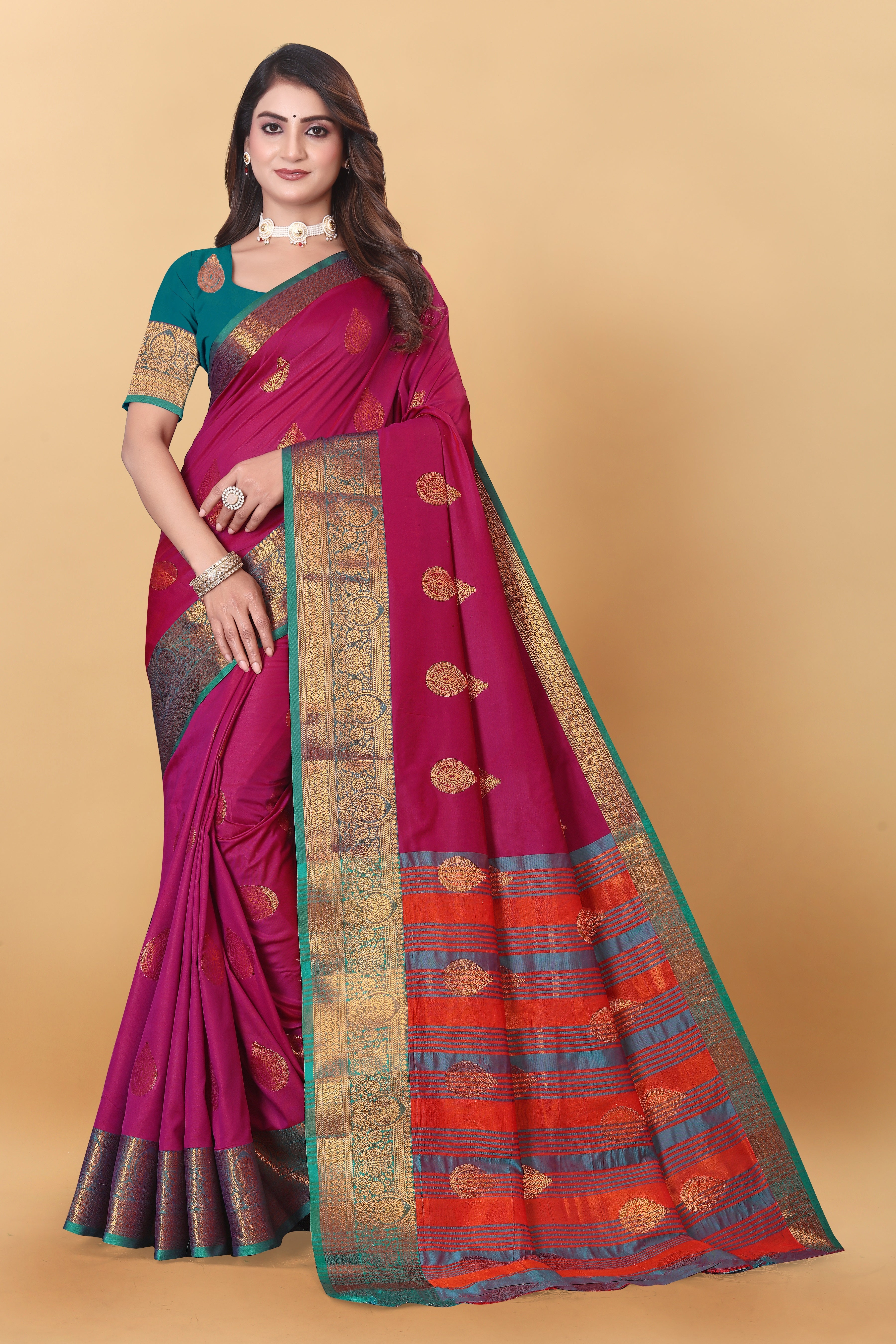 Lichi Copper Pink Banarasi Saree