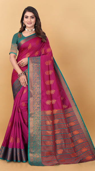 Lichi Copper Six Pink Banarasi Saree