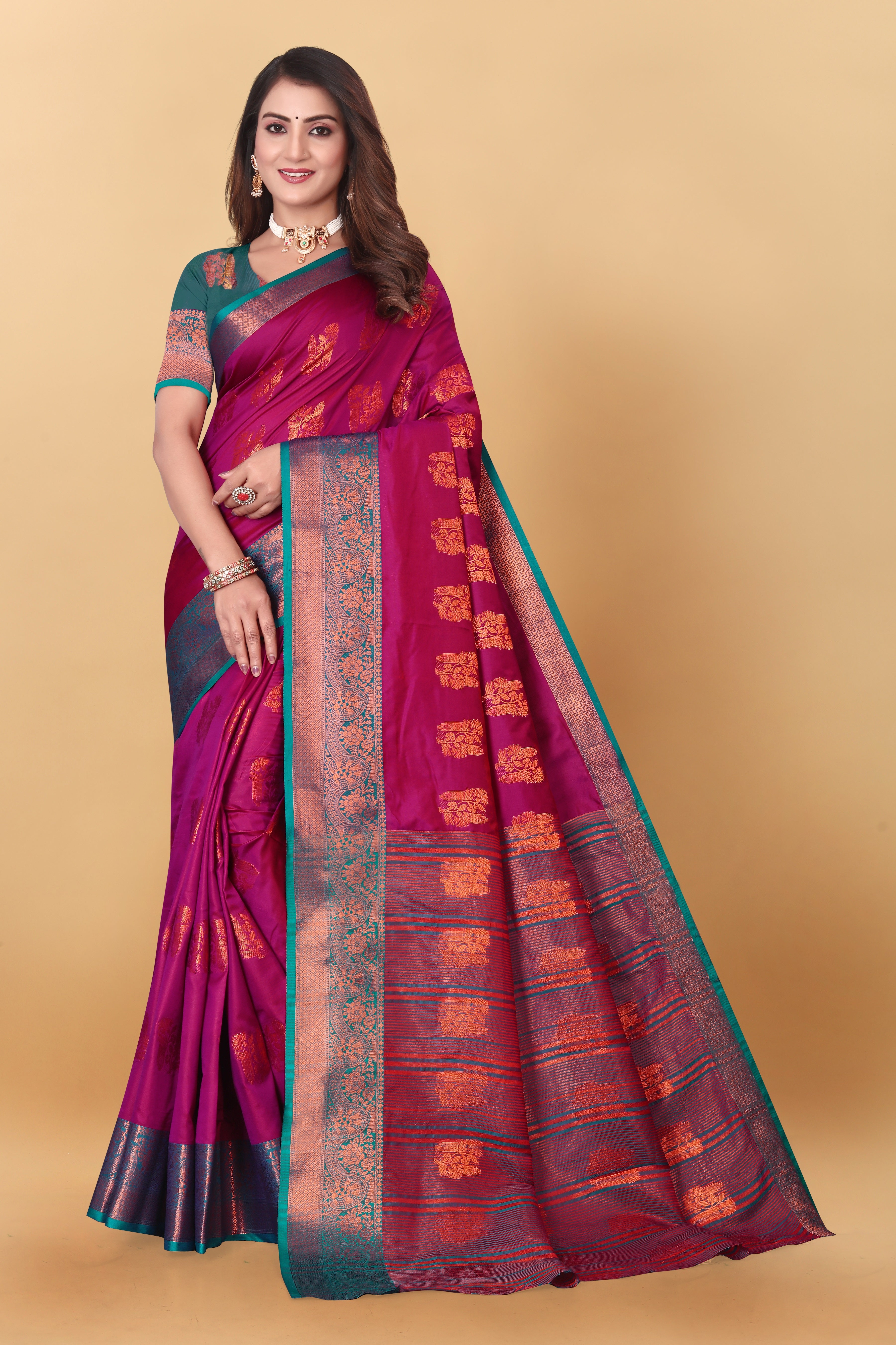 Lichi Copper Four Pink Banarasi Saree