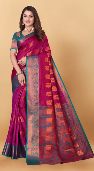 Lichi Copper Four Pink Banarasi Saree