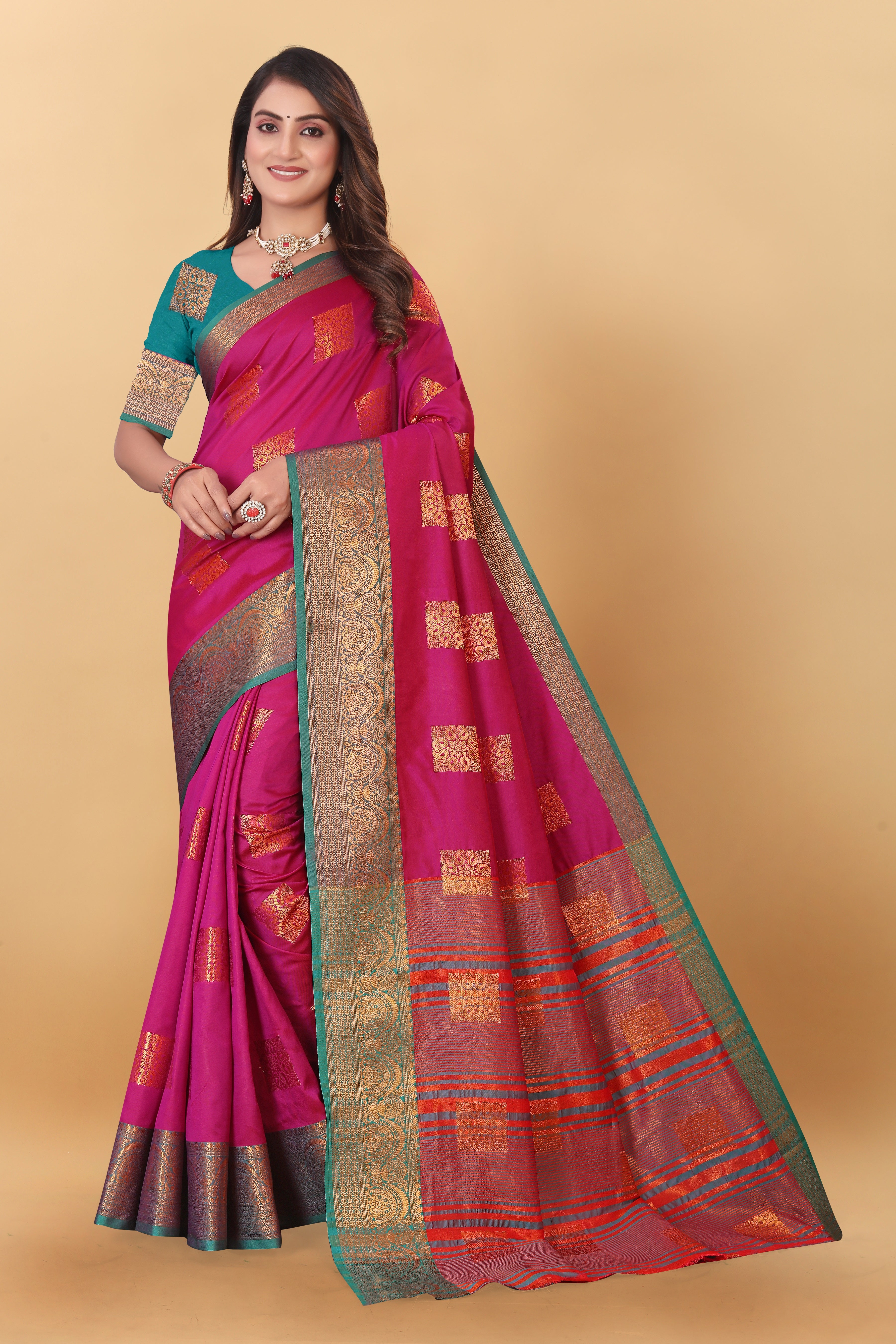 Lichi Copper Three Pink Banarasi Saree