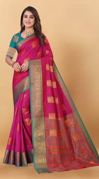 Lichi Copper Three Pink Banarasi Saree