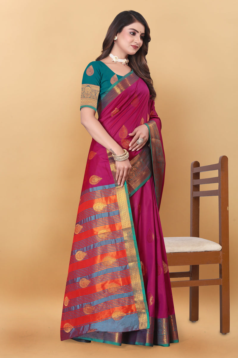 Lichi Copper Pink Banarasi Saree