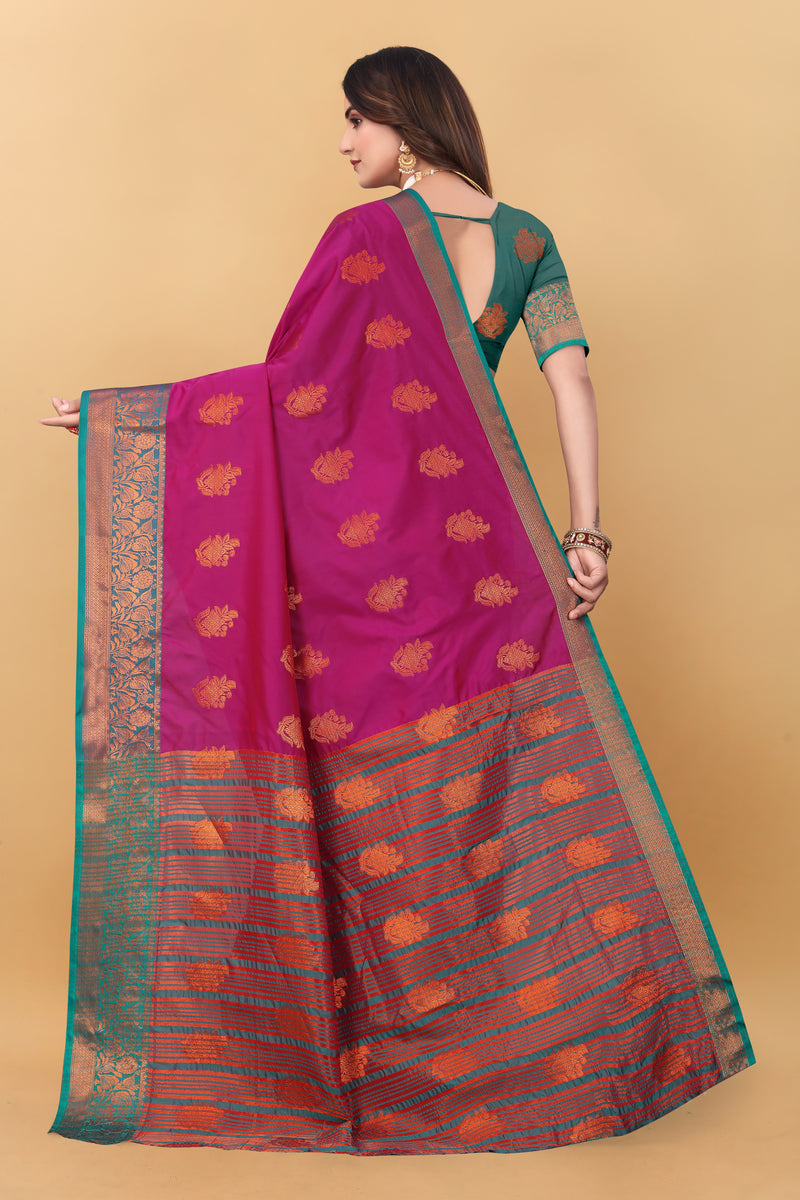 Lichi Copper Six Pink Banarasi Saree