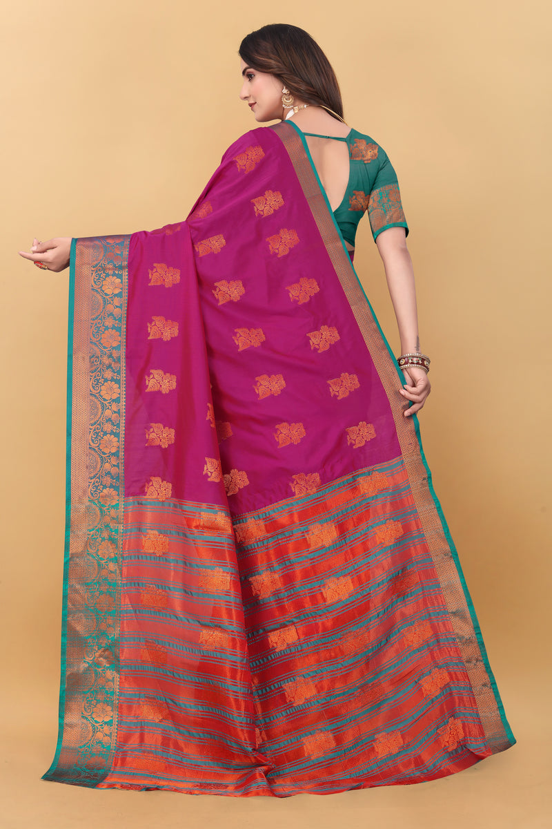 Lichi Copper Seven Pink Banarasi Saree