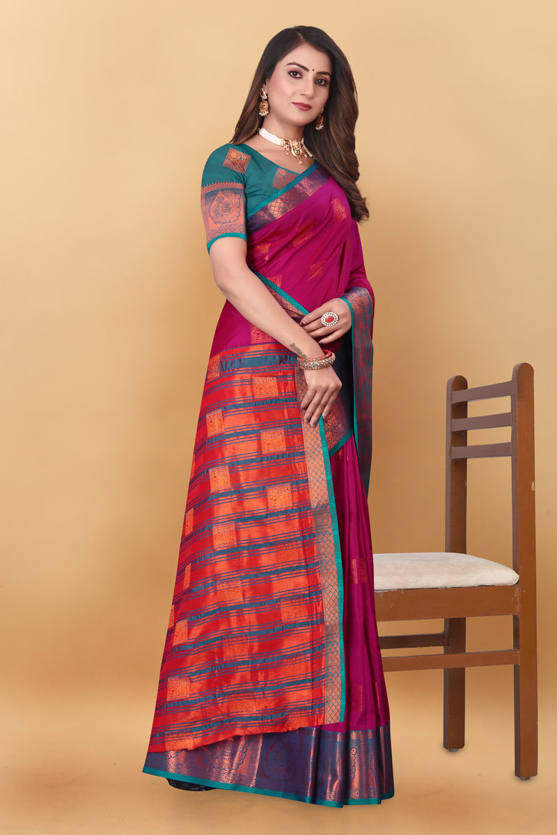 Lichi Copper Five Pink Banarasi Saree