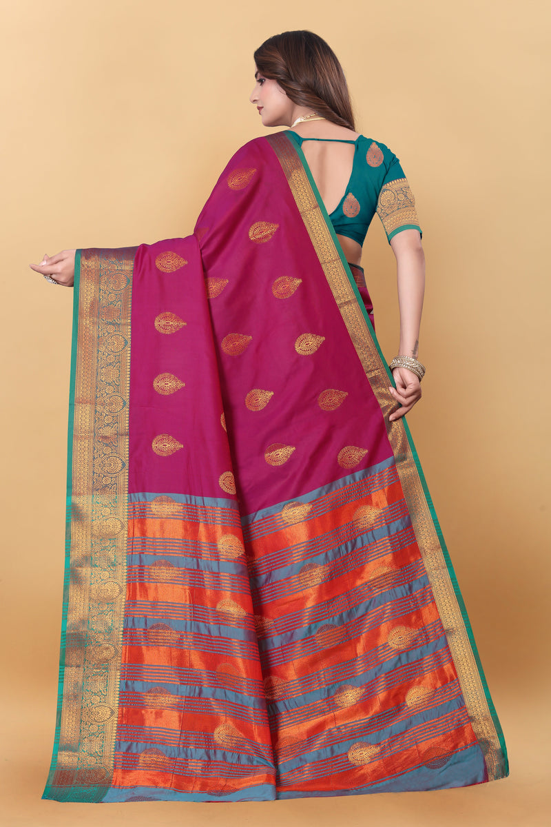 Lichi Copper Pink Banarasi Saree