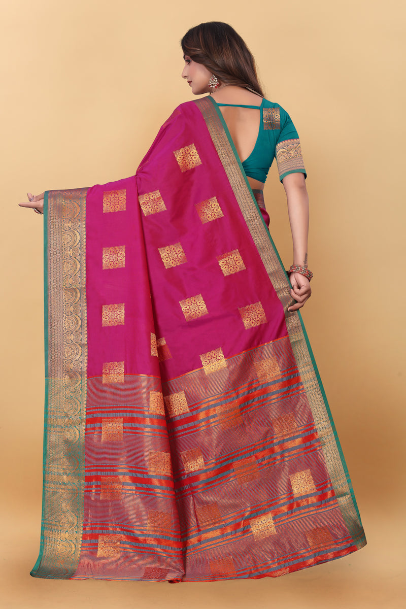 Lichi Copper Three Pink Banarasi Saree