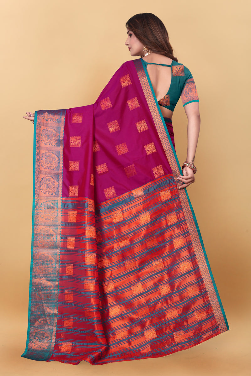 Lichi Copper Five Pink Banarasi Saree