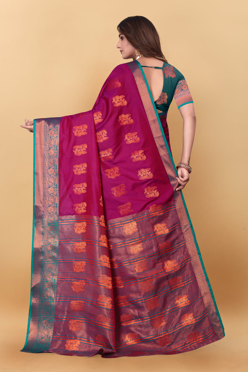 Lichi Copper Four Pink Banarasi Saree