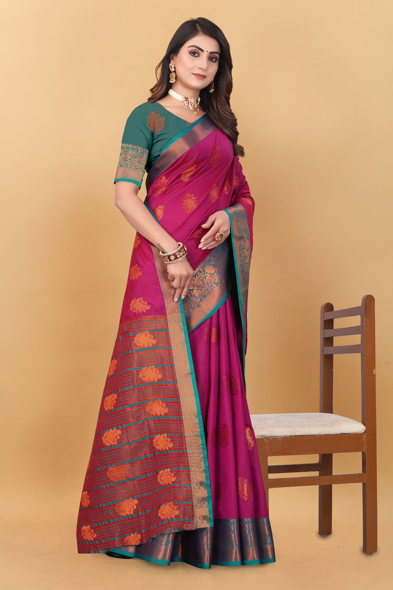 Lichi Copper Six Pink Banarasi Saree