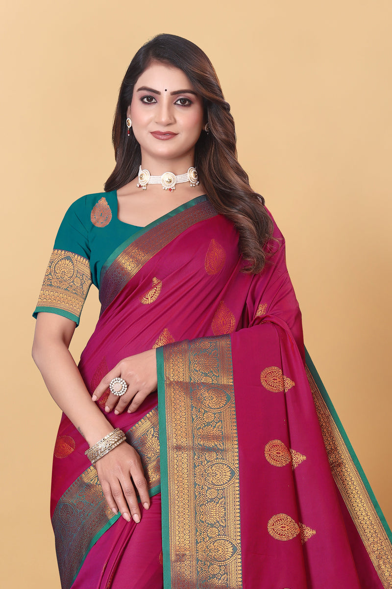 Lichi Copper Pink Banarasi Saree