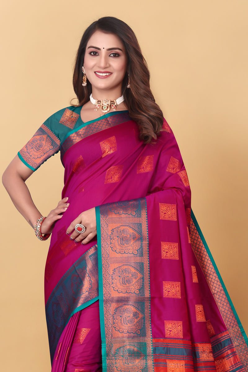 Lichi Copper Five Pink Banarasi Saree