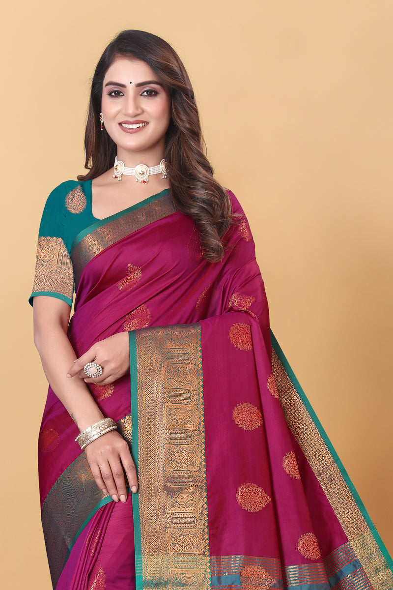 Lichi Copper Two Pink Banarasi Saree