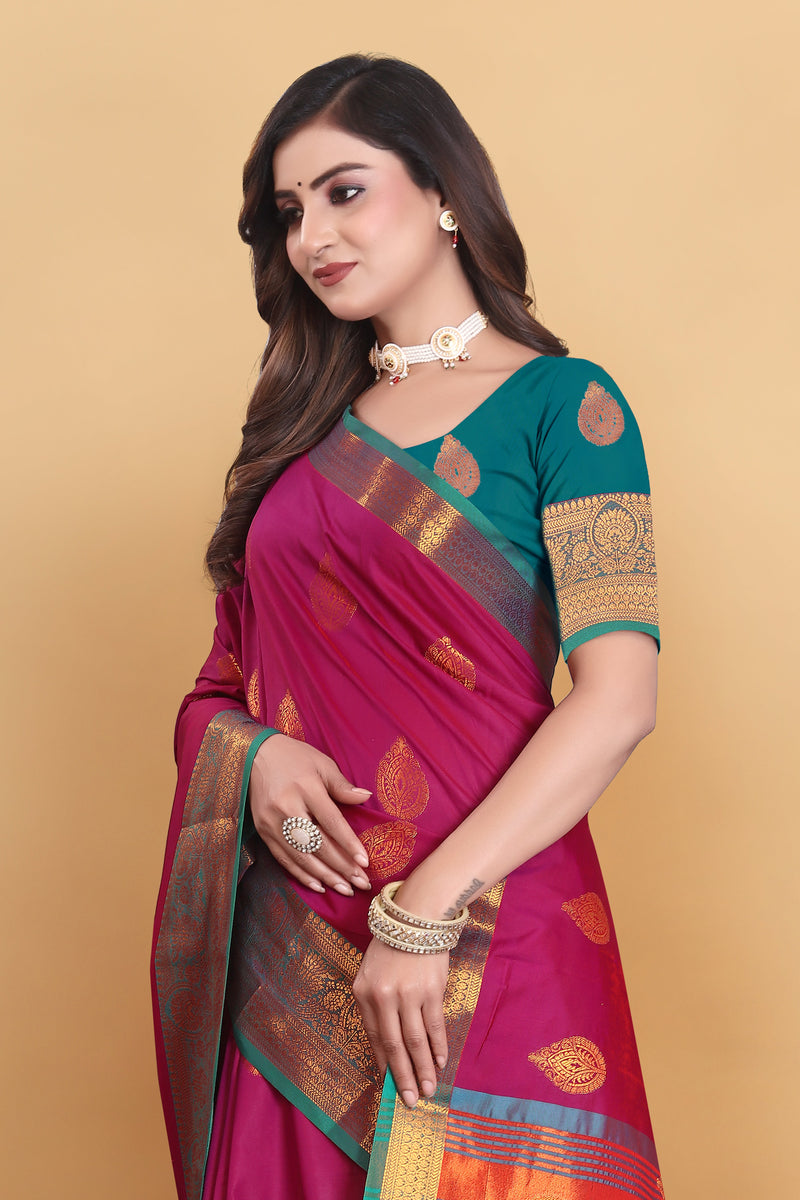 Lichi Copper Pink Banarasi Saree