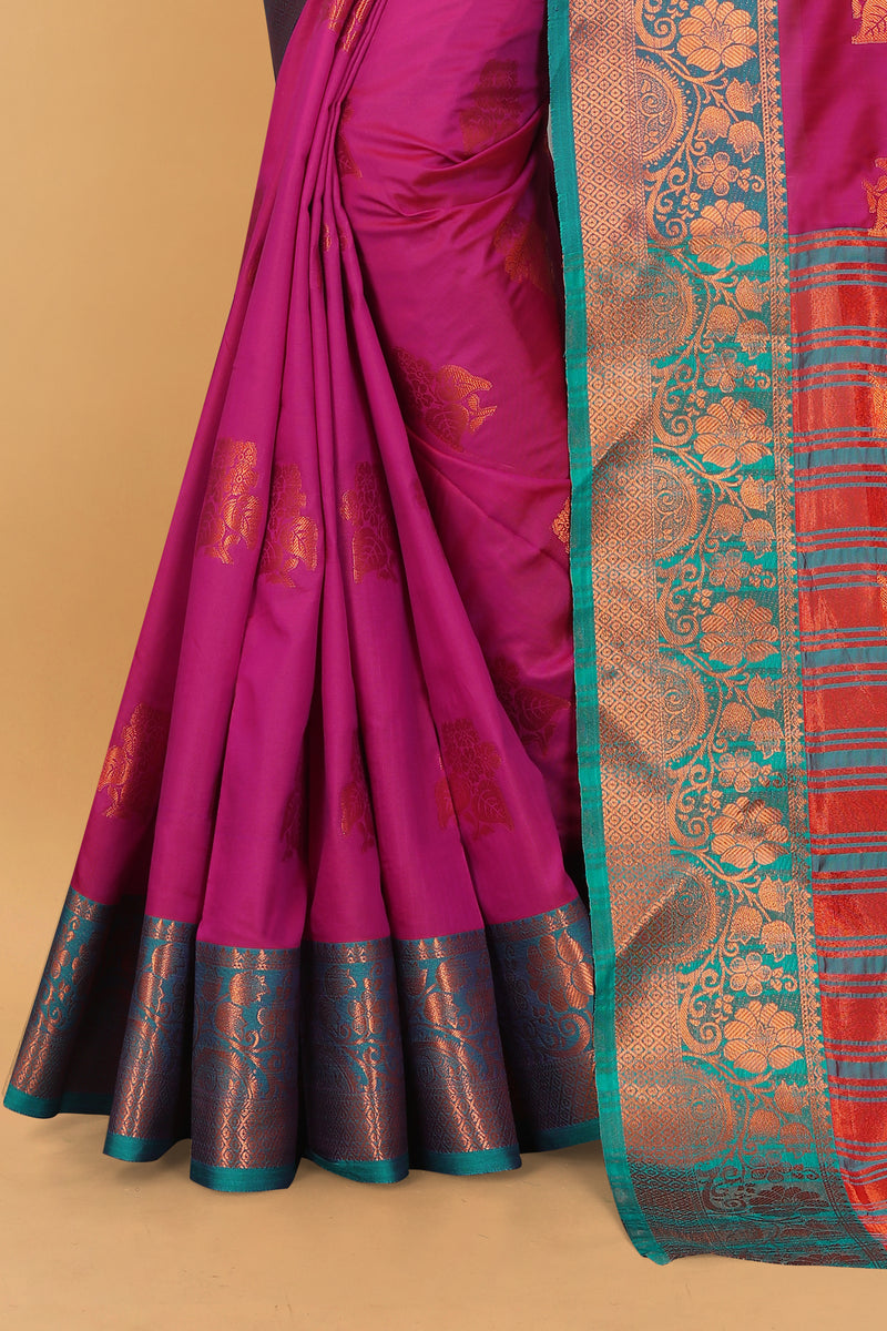 Lichi Copper Seven Pink Banarasi Saree