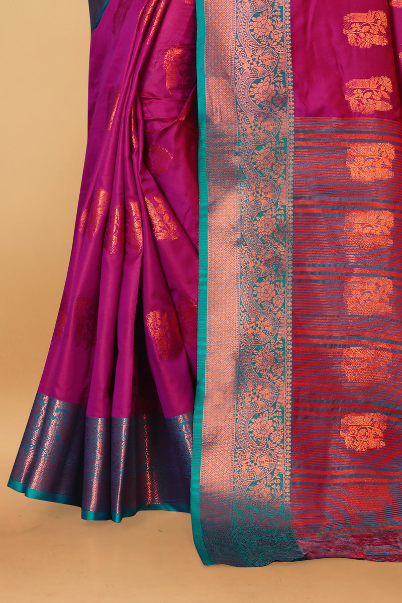 Lichi Copper Four Pink Banarasi Saree