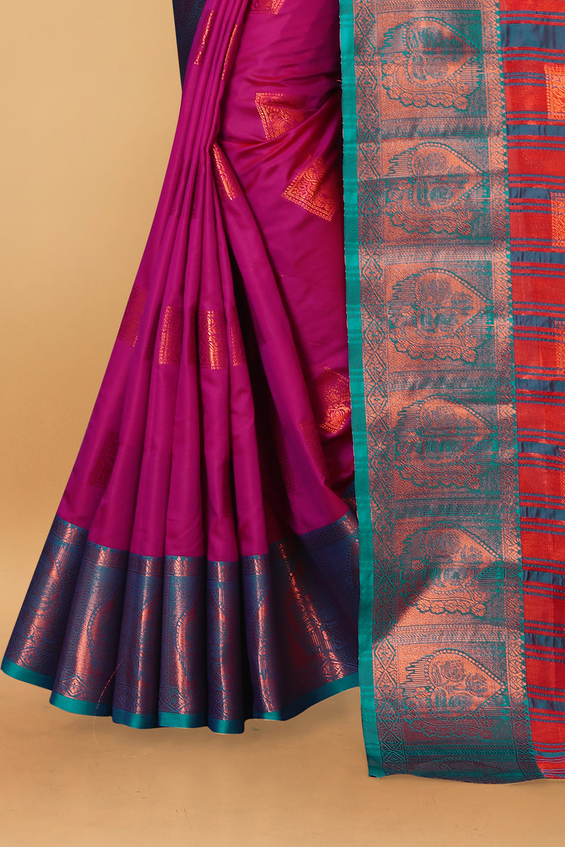 Lichi Copper Five Pink Banarasi Saree
