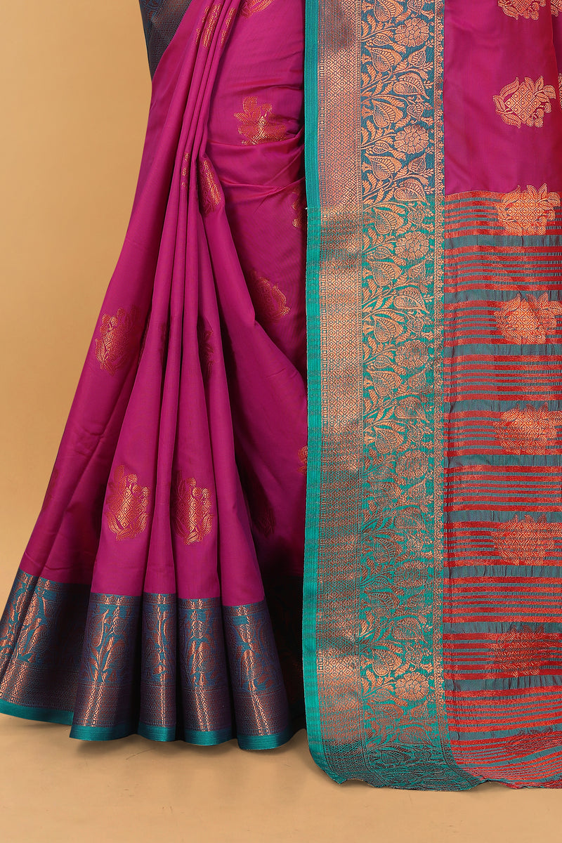 Lichi Copper Six Pink Banarasi Saree