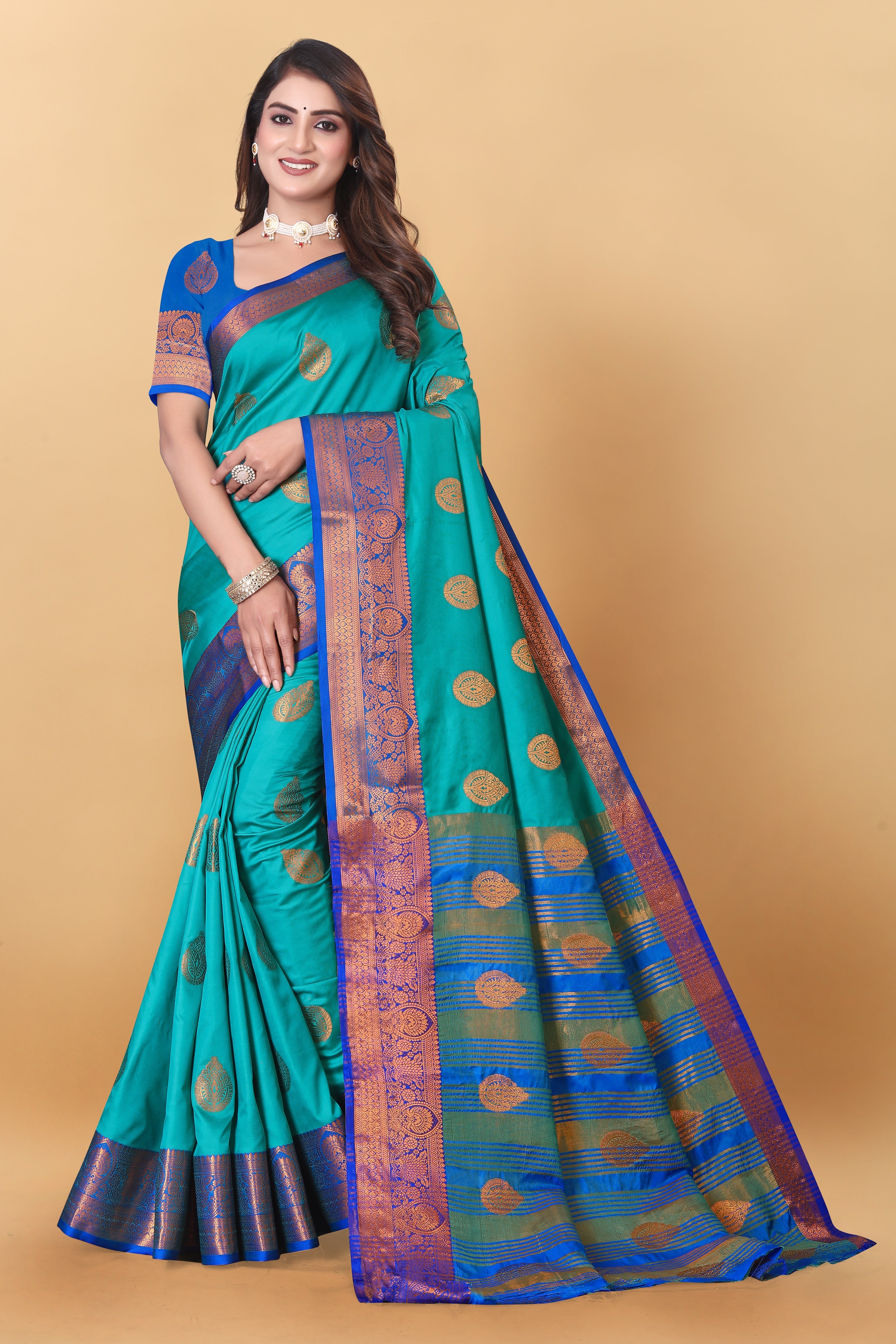 Lichi Copper Rama Banarasi Saree