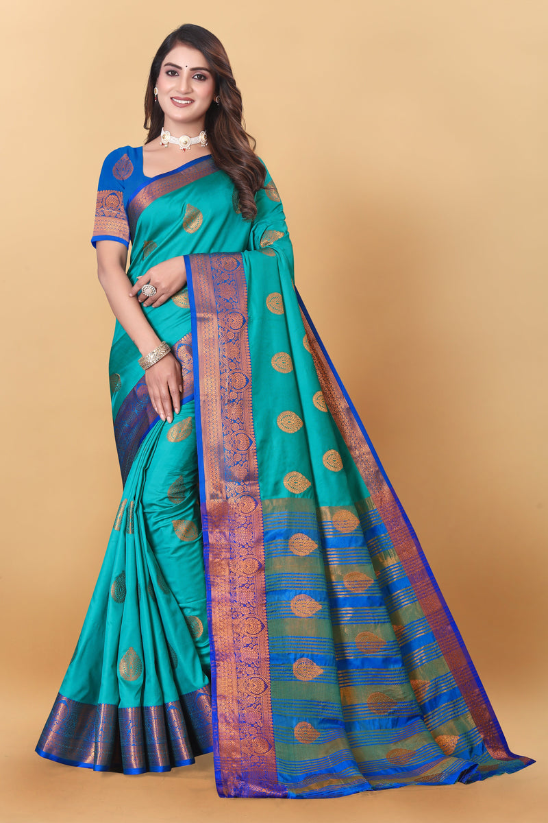 Lichi Copper Rama Banarasi Saree
