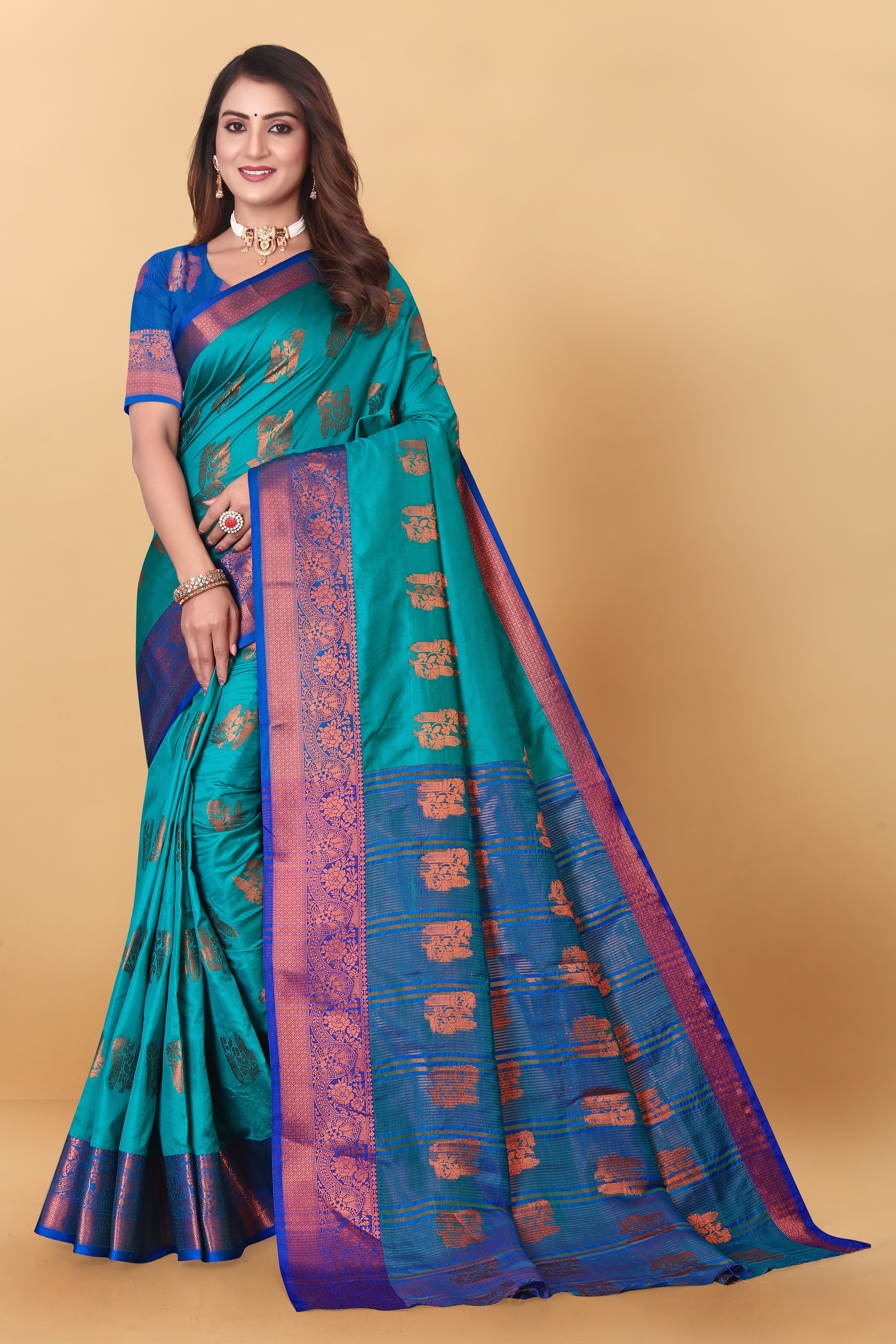 Lichi Copper Four Rama Banarasi Saree