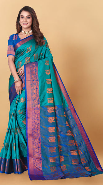 Lichi Copper Four Rama Banarasi Saree