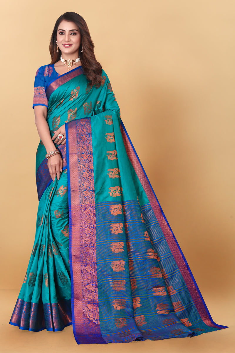 Lichi Copper Four Rama Banarasi Saree