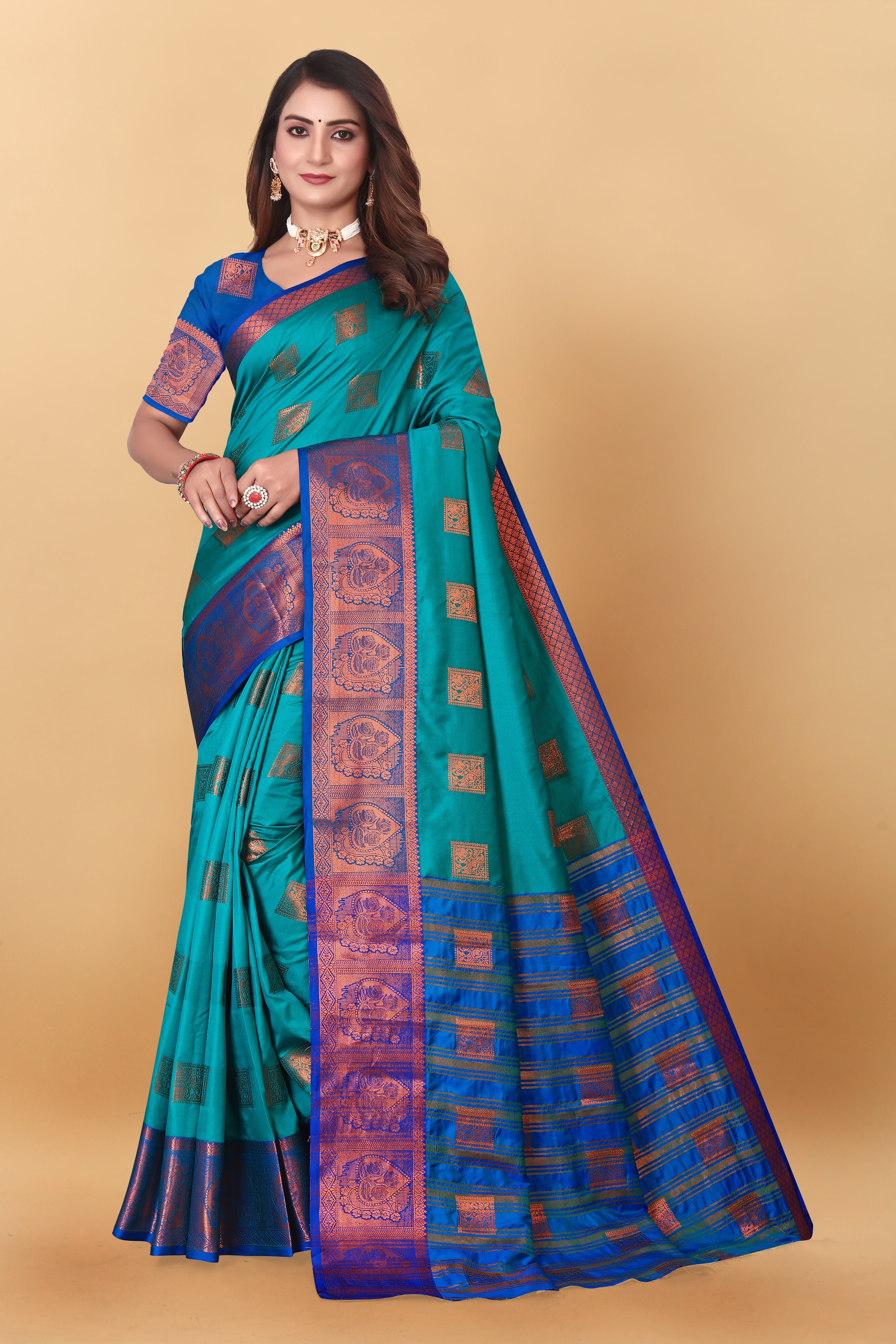 Lichi Copper Five Rama Banarasi Saree