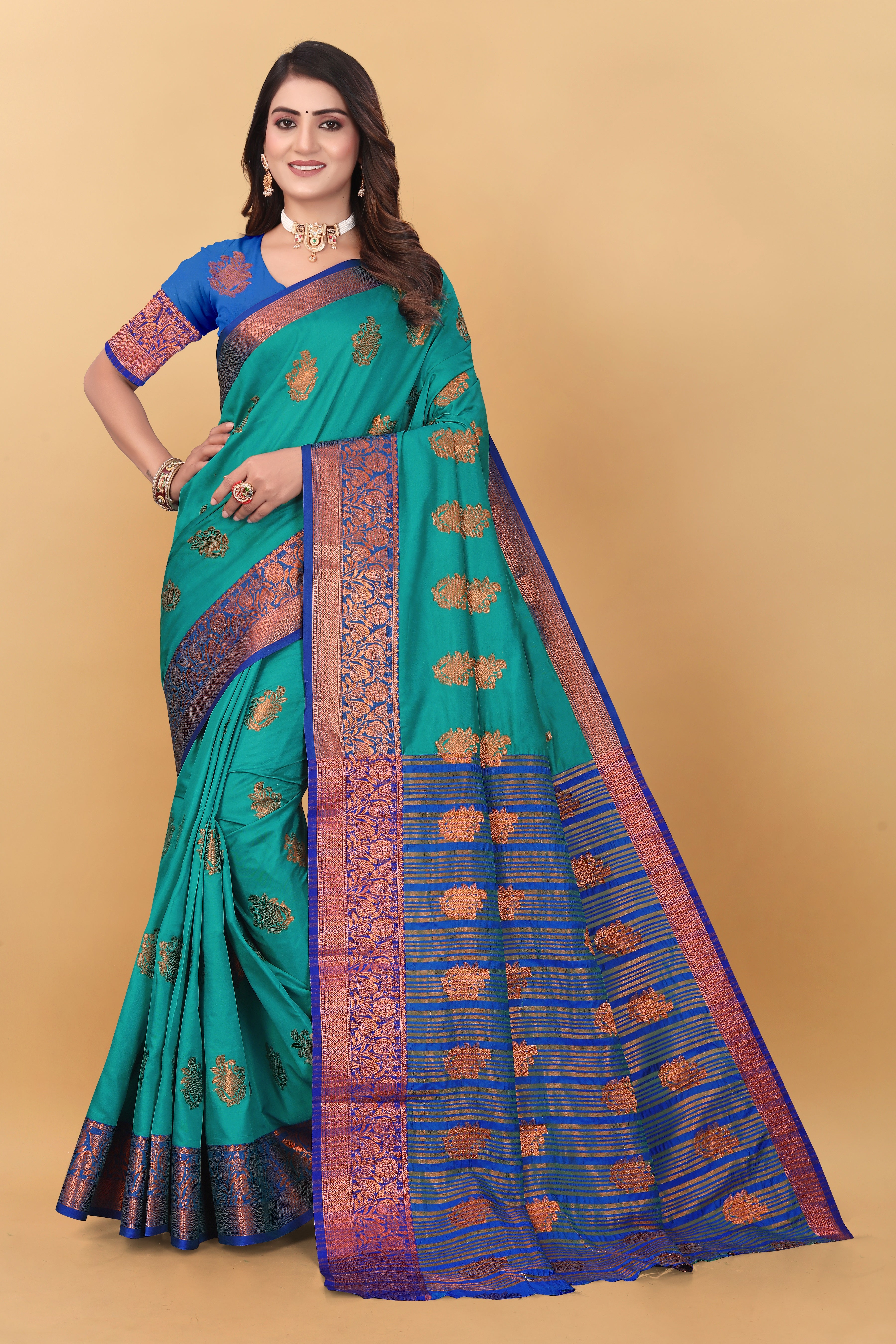Lichi Copper Six Rama Banarasi Saree