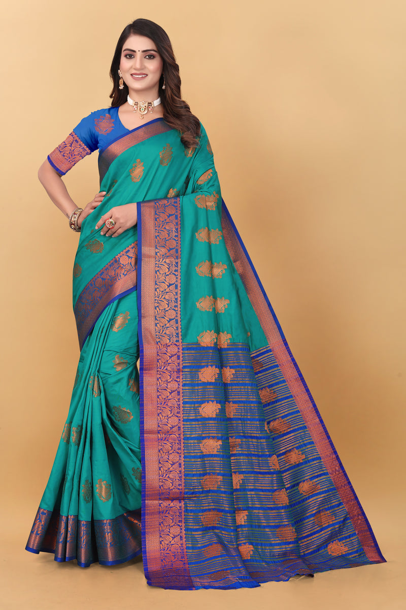 Lichi Copper Six Rama Banarasi Saree