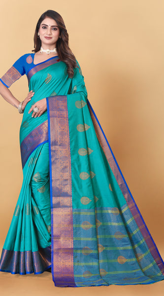 Lichi Copper Two Rama Banarasi Saree