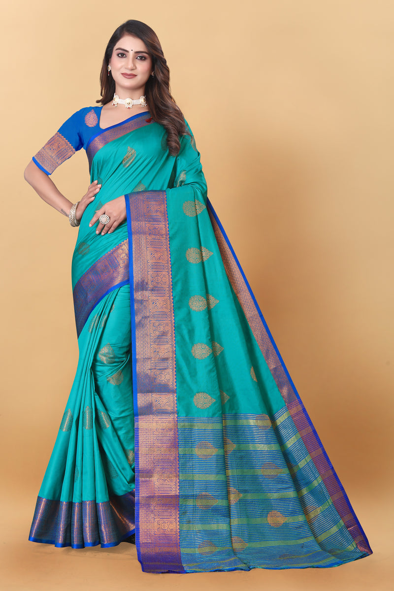 Lichi Copper Two Rama Banarasi Saree