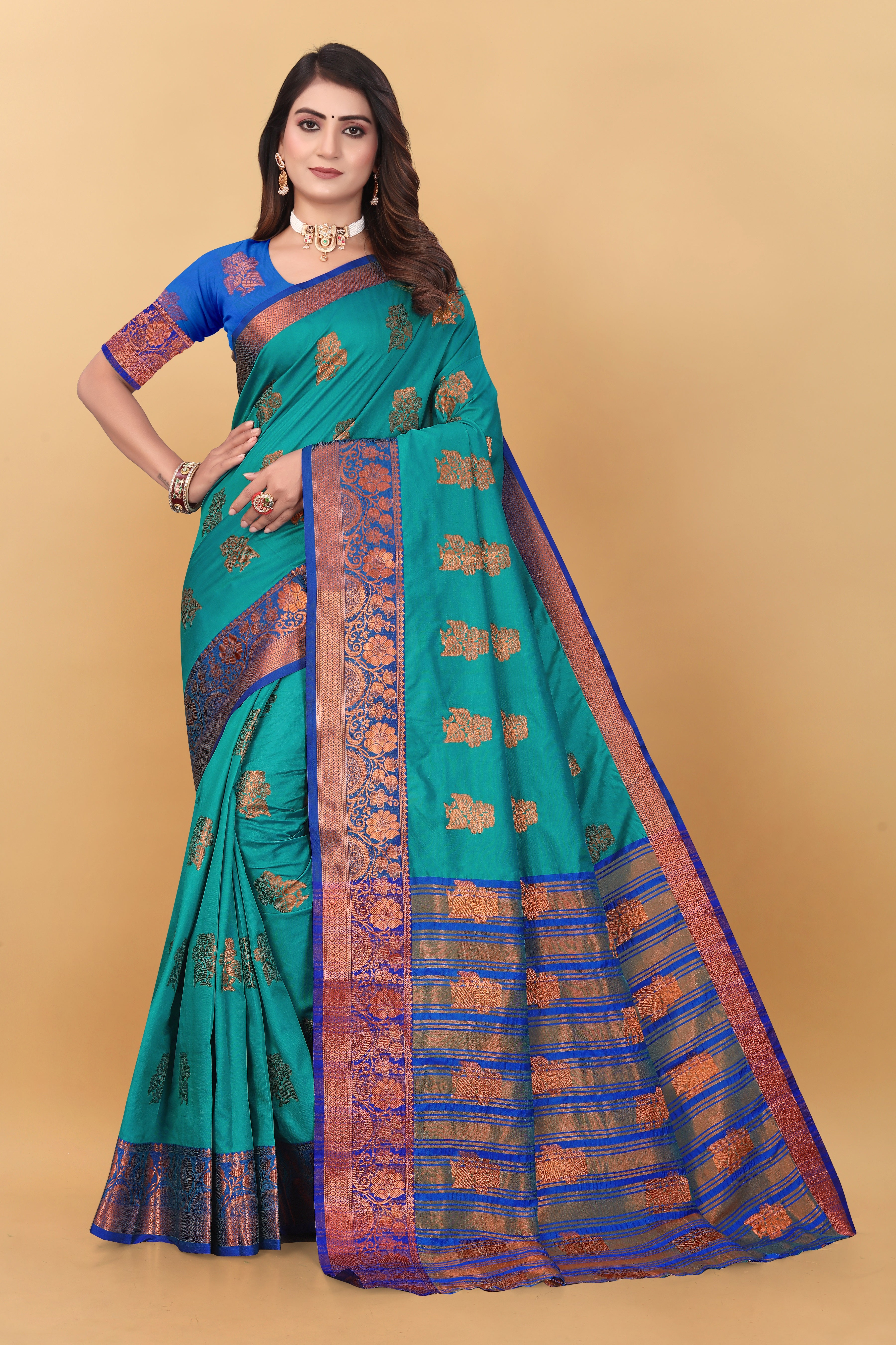 Lichi Copper Seven Rama Banarasi Saree