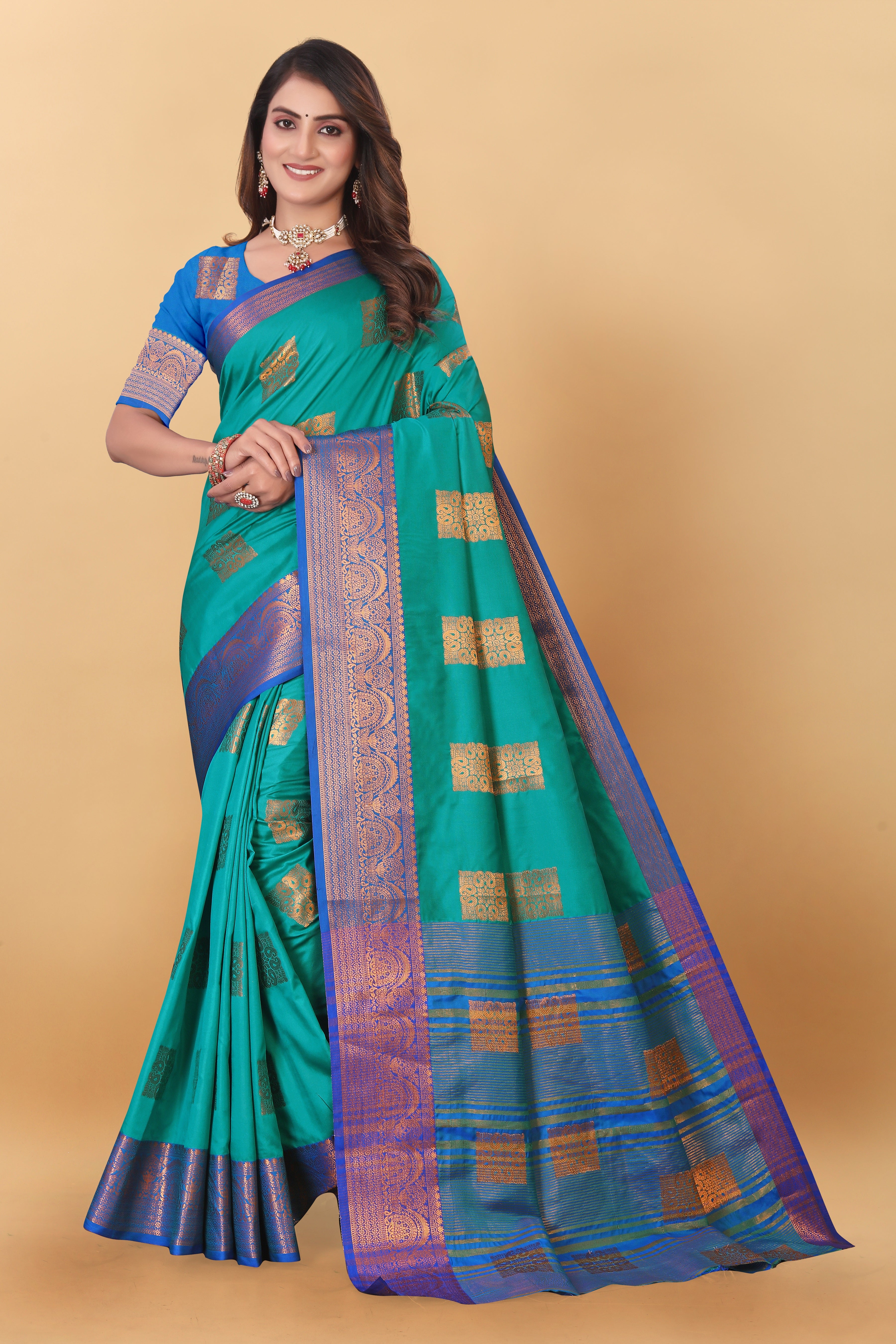 Lichi Copper Three Rama Banarasi Saree