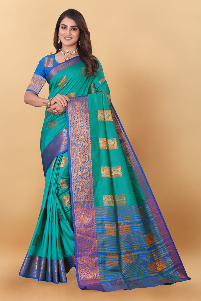 Lichi Copper Three Rama Banarasi Saree
