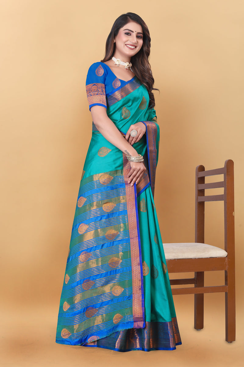 Lichi Copper Rama Banarasi Saree