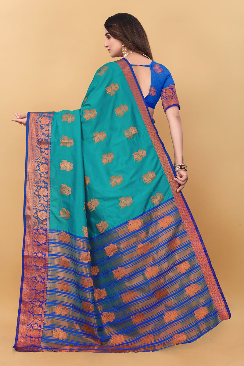 Lichi Copper Seven Rama Banarasi Saree